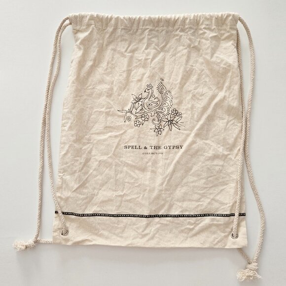 Spell Drawstring Peacock Linen Bag Backpack b16E - Picture 1 of 4